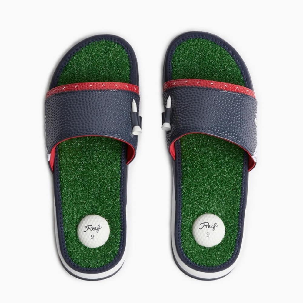 Reef Mulligan Golf Slide Sandals Men Size 11 'Patriotic' Turf Stoked Blue NEW
